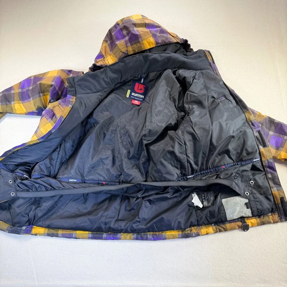 Burton Dryride Girls Large 14/16 Snowboard Chittagong Jacket Purple Yellow Plaid